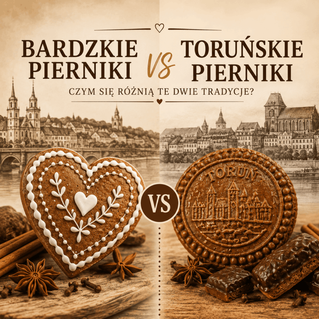 Porównanie bardzkich i toruńskich pierników - tradycyjne polskie pierniki na grafice blogowej