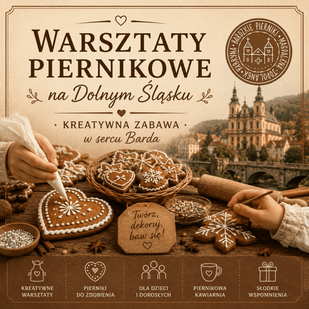 Warsztaty piernikowe Dolny Śląsk – zdobienie pierników w Bardzkich Piernikach w Bardzie